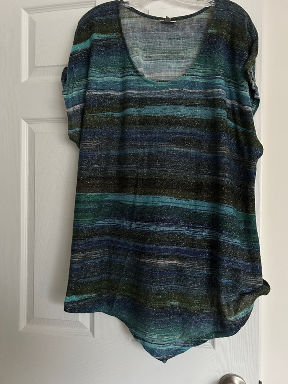 Avenue Striped Scoop Neck Tunic in Teal, Navy, Black